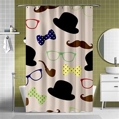 Moustache Hat Bowler Bowler Hat Shower Curtain 48  X 72  (small)  by Celenk