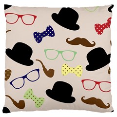 Moustache Hat Bowler Bowler Hat Large Cushion Case (one Side) by Celenk