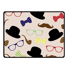 Moustache Hat Bowler Bowler Hat Double Sided Fleece Blanket (small)  by Celenk