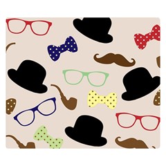 Moustache Hat Bowler Bowler Hat Double Sided Flano Blanket (small)  by Celenk