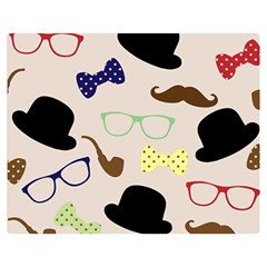 Moustache Hat Bowler Bowler Hat Double Sided Flano Blanket (medium)  by Celenk