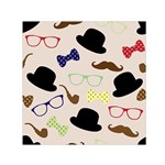 Moustache Hat Bowler Bowler Hat Small Satin Scarf (Square) Front