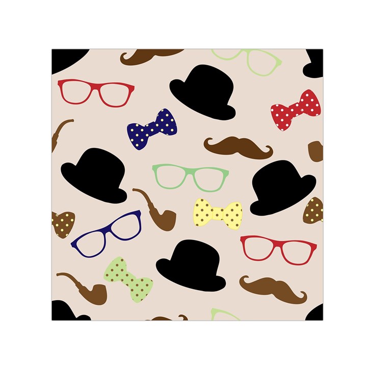 Moustache Hat Bowler Bowler Hat Small Satin Scarf (Square)