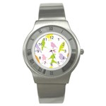 Birds Colourful Background Stainless Steel Watch Front