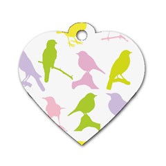 Birds Colourful Background Dog Tag Heart (two Sides) by Celenk