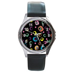 Abstract Background Retro 60s 70s Round Metal Watch by Celenk