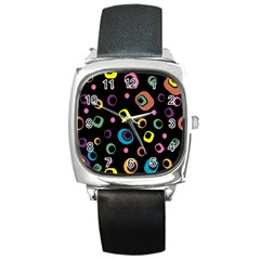 Abstract Background Retro 60s 70s Square Metal Watch by Celenk