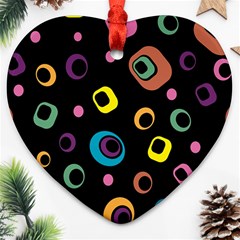 Abstract Background Retro 60s 70s Heart Ornament (two Sides) by Celenk