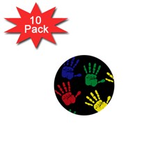 Handprints Hand Print Colourful 1  Mini Buttons (10 Pack)  by Celenk