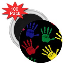 Handprints Hand Print Colourful 2 25  Magnets (100 Pack)  by Celenk