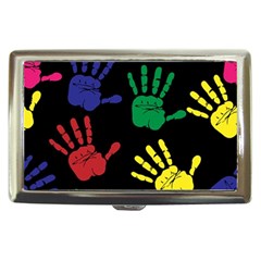 Handprints Hand Print Colourful Cigarette Money Cases by Celenk