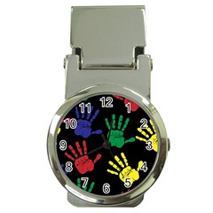 Handprints Hand Print Colourful Money Clip Watches by Celenk