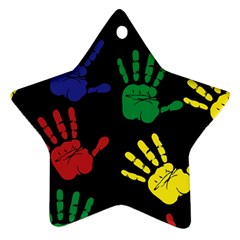 Handprints Hand Print Colourful Star Ornament (two Sides) by Celenk