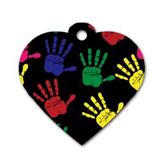 Handprints Hand Print Colourful Dog Tag Heart (one Side) by Celenk