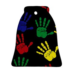 Handprints Hand Print Colourful Bell Ornament (two Sides) by Celenk