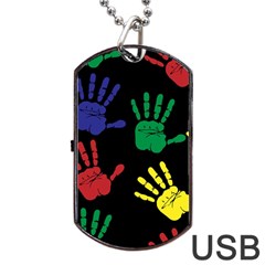 Handprints Hand Print Colourful Dog Tag Usb Flash (one Side) by Celenk