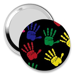 Handprints Hand Print Colourful 3  Handbag Mirrors by Celenk