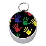 Handprints Hand Print Colourful Mini Silver Compasses Front