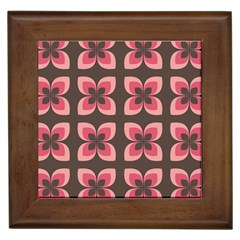 Floral Retro Abstract Flowers Framed Tiles by Celenk