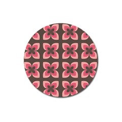 Floral Retro Abstract Flowers Magnet 3  (round) by Celenk