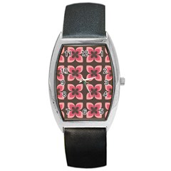 Floral Retro Abstract Flowers Barrel Style Metal Watch by Celenk