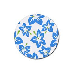 Hibiscus Wallpaper Flowers Floral Rubber Round Coaster (4 Pack)  by Celenk