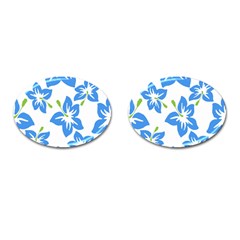 Hibiscus Wallpaper Flowers Floral Cufflinks (oval) by Celenk