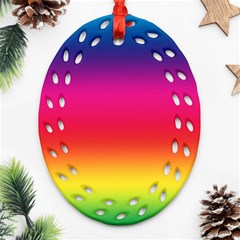 Spectrum Background Rainbow Color Oval Filigree Ornament (two Sides) by Celenk