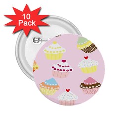 Cupcakes Wallpaper Paper Background 2 25  Buttons (10 Pack)  by Celenk