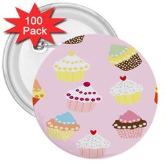 Cupcakes Wallpaper Paper Background 3  Buttons (100 Pack)  by Celenk