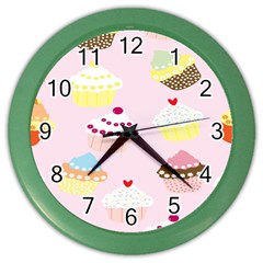 Cupcakes Wallpaper Paper Background Color Wall Clocks by Celenk