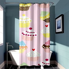 Cupcakes Wallpaper Paper Background Shower Curtain 36  X 72  (stall)  by Celenk