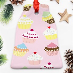 Cupcakes Wallpaper Paper Background Bell Ornament (two Sides) by Celenk