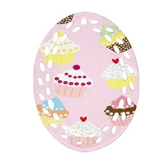 Cupcakes Wallpaper Paper Background Ornament (oval Filigree)