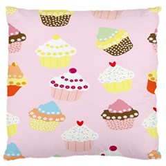 Cupcakes Wallpaper Paper Background Large Flano Cushion Case (two Sides) by Celenk