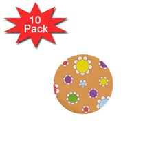 Floral Flowers Retro 1960s 60s 1  Mini Buttons (10 Pack)  by Celenk