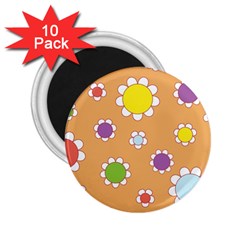 Floral Flowers Retro 1960s 60s 2 25  Magnets (10 Pack)  by Celenk