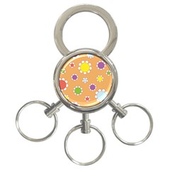 Floral Flowers Retro 1960s 60s 3-ring Key Chains by Celenk