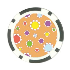 Floral Flowers Retro 1960s 60s Poker Chip Card Guard (10 Pack) by Celenk