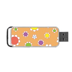 Floral Flowers Retro 1960s 60s Portable Usb Flash (one Side) by Celenk