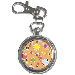 Floral Flowers Retro 1960s 60s Key Chain Watches by Celenk