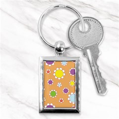 Floral Flowers Retro 1960s 60s Key Chains (rectangle)  by Celenk