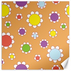 Floral Flowers Retro 1960s 60s Canvas 20  X 20   by Celenk