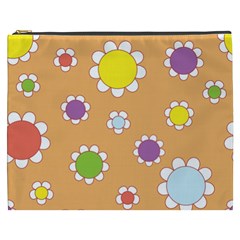 Floral Flowers Retro 1960s 60s Cosmetic Bag (xxxl)  by Celenk