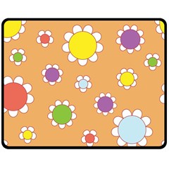 Floral Flowers Retro 1960s 60s Double Sided Fleece Blanket (medium)  by Celenk