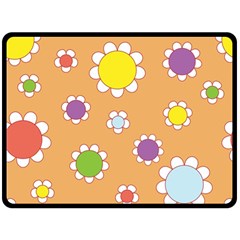 Floral Flowers Retro 1960s 60s Double Sided Fleece Blanket (large)  by Celenk