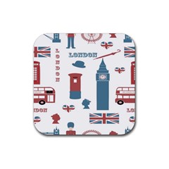 London Icons Symbols Landmark Rubber Coaster (square)  by Celenk