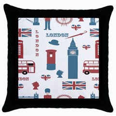 London Icons Symbols Landmark Throw Pillow Case (black) by Celenk