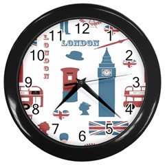 London Icons Symbols Landmark Wall Clocks (black) by Celenk