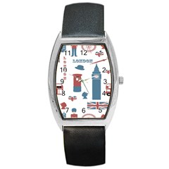 London Icons Symbols Landmark Barrel Style Metal Watch by Celenk